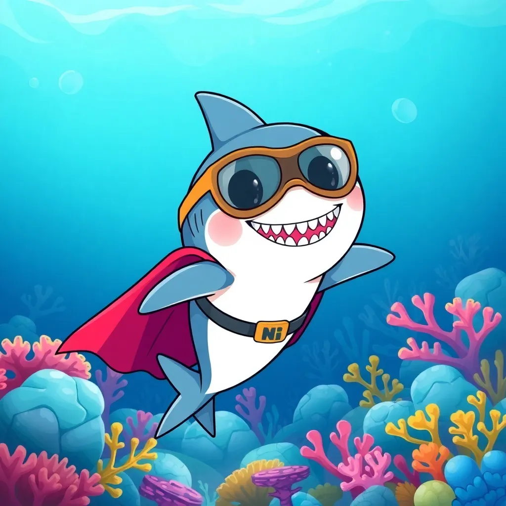 superhero shark illustration