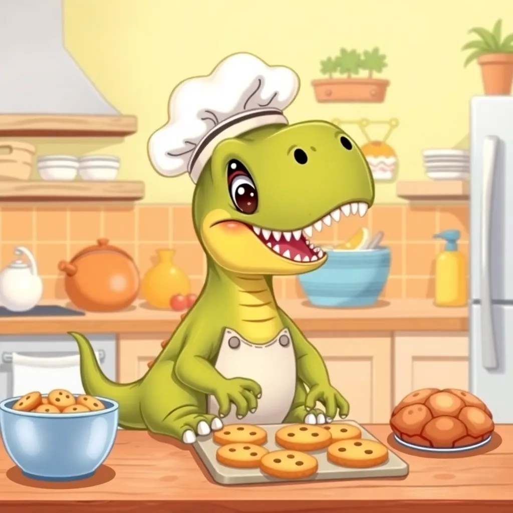 dinosaur chef illustration